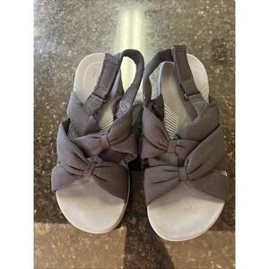 Clarks Cloudsteppers Black‎ Arla Belle Strappy Bow Open Toe Sandals Women's 7.5